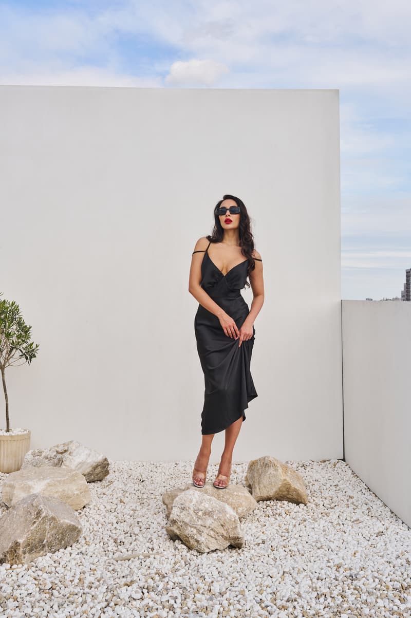 Black dress "Silk classic" with thin straps