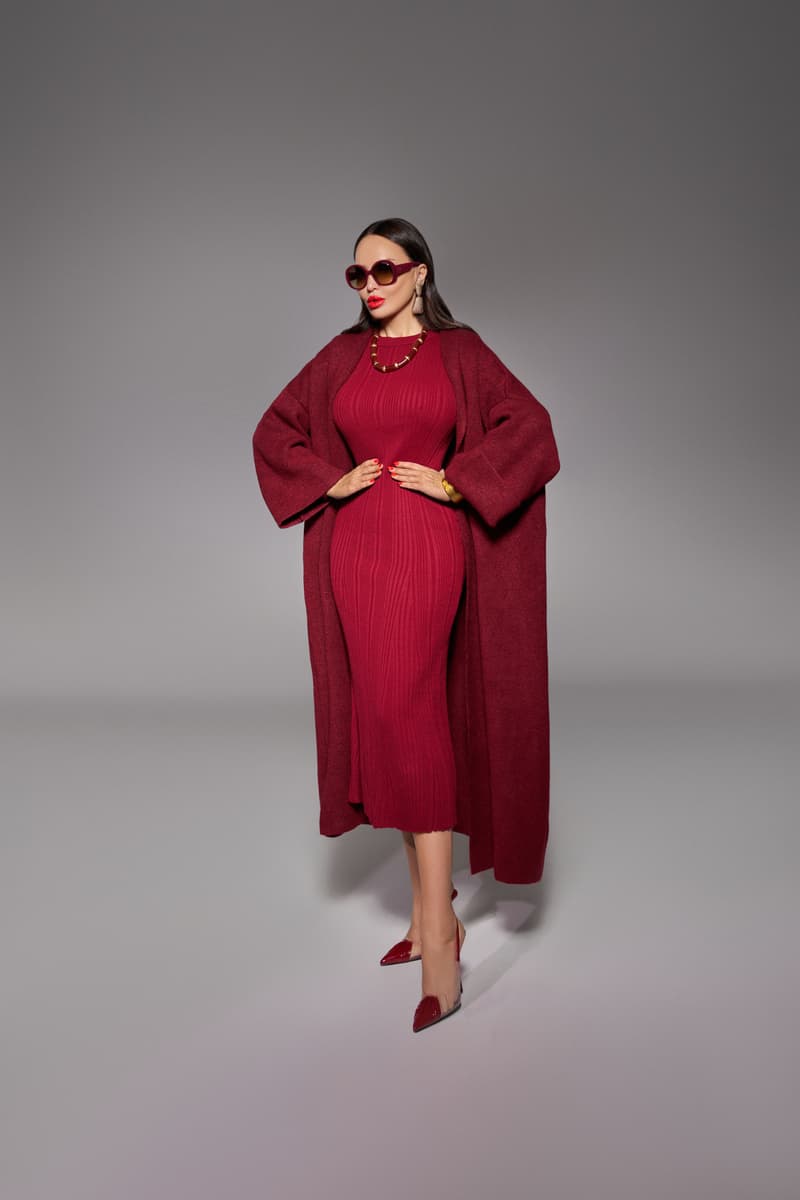 Long burgundy oversize cardigan