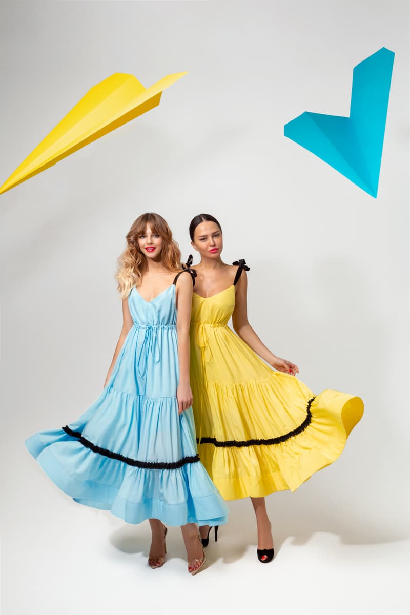Sundress in delicate cotton with silk and velvet trim