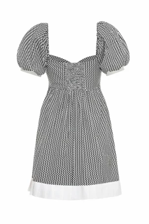 Cotton dress with zigzag lantern sleeve - Image 4