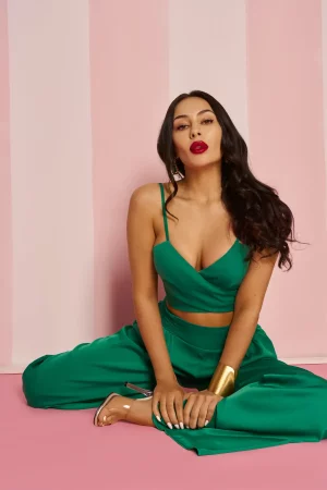 Green suit (strap top and wide pants) - Image 3
