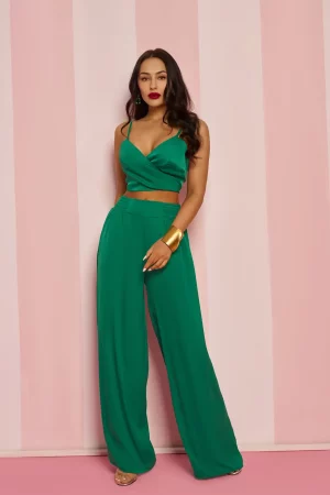 Green suit (strap top and wide pants)