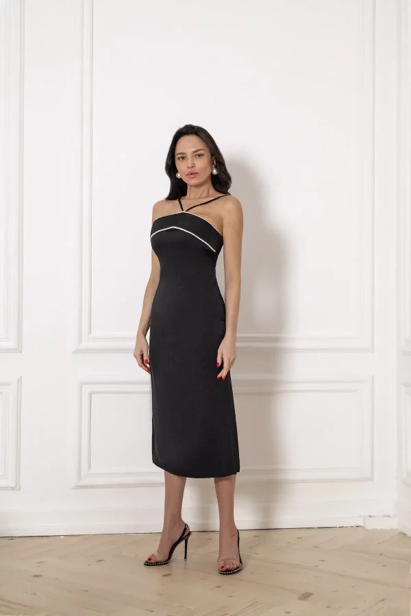 Black sundress with contrasting beading