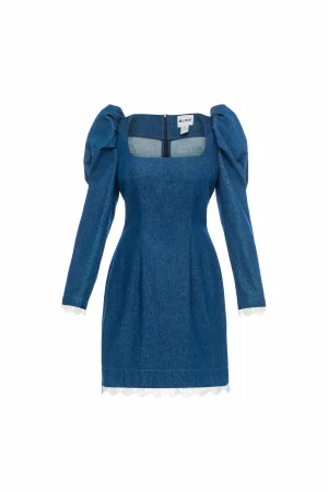 Denim dress with lace - Image 2
