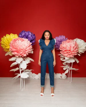 Denim overalls with detachable cotton straps - Image 3