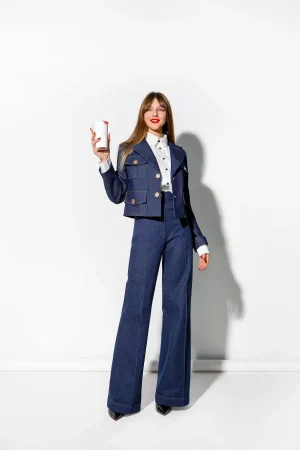 Flare jeans with orange thread - Image 4
