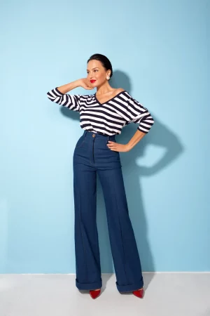 Flare jeans with orange thread - Image 6