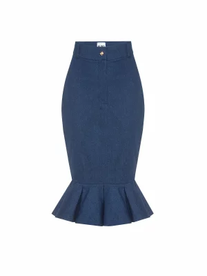 Denim pencil skirt with a frill - Image 2