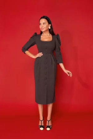 Sheath dress brown wool