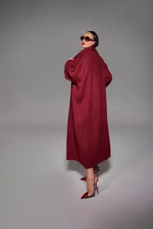 Long burgundy oversize cardigan - Image 2