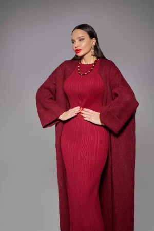 Long burgundy oversize cardigan - Image 4