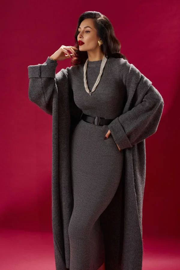 Grey long oversized cardigan