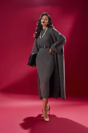 Grey long oversized cardigan - Image 3