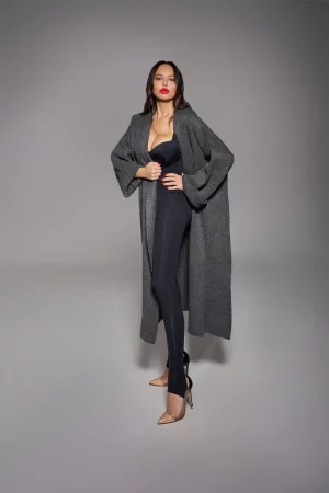 Grey long oversized cardigan - Image 5