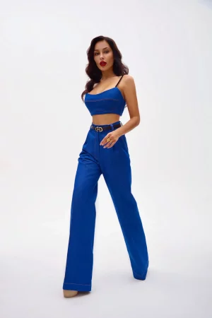 Jeans with pleats and metal inserts on the pockets - Image 3