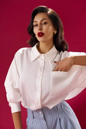White shirt with dropped shoulders