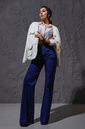 Flare jeans with orange thread