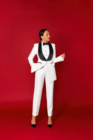 White tuxedo with tapered pants