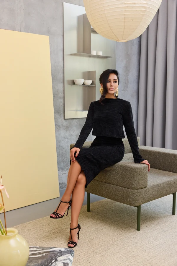 Knitted velour dress with blouse