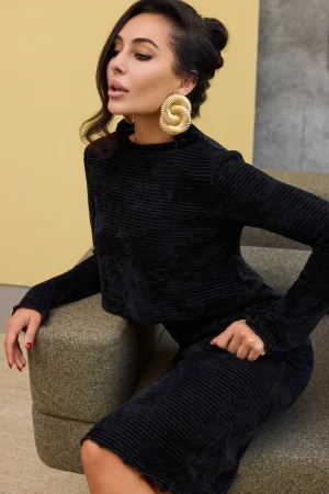 Knitted velour dress with blouse - Image 4