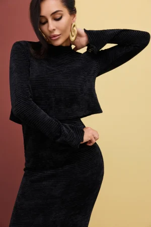 Knitted velour dress with blouse - Image 5