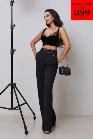 Black velvet top with lace