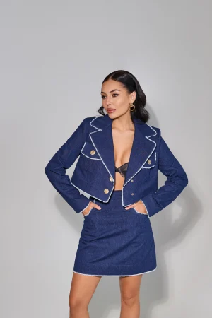 Джинсова спідниця міні з бахромою