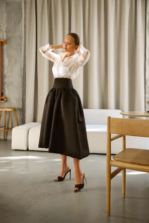 Full satin skirt on a yoke